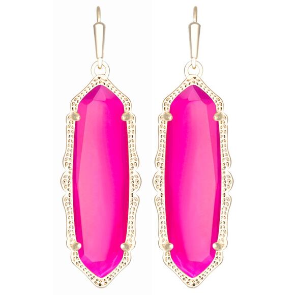 Kendra Scott "Mystic Bazaar" Pink Agate Francie Earring Gold Tone Setting RARE - Picture 1 of 7